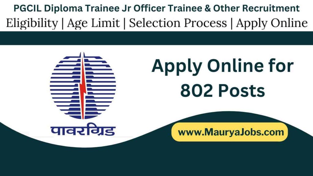 PGCIL Diploma Trainee Jr Officer Trainee & Other Recruitment 2024